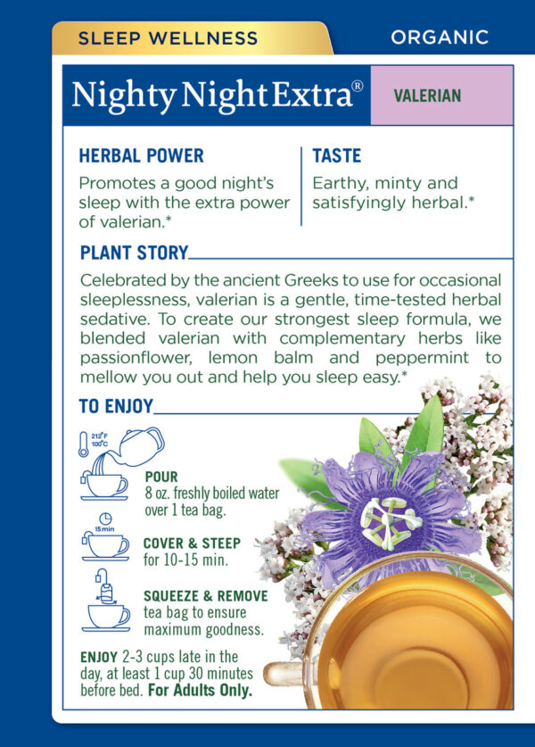 Traditional Medicinals Nighty Night Valerian Tea (6x16 Bag) - Image 2