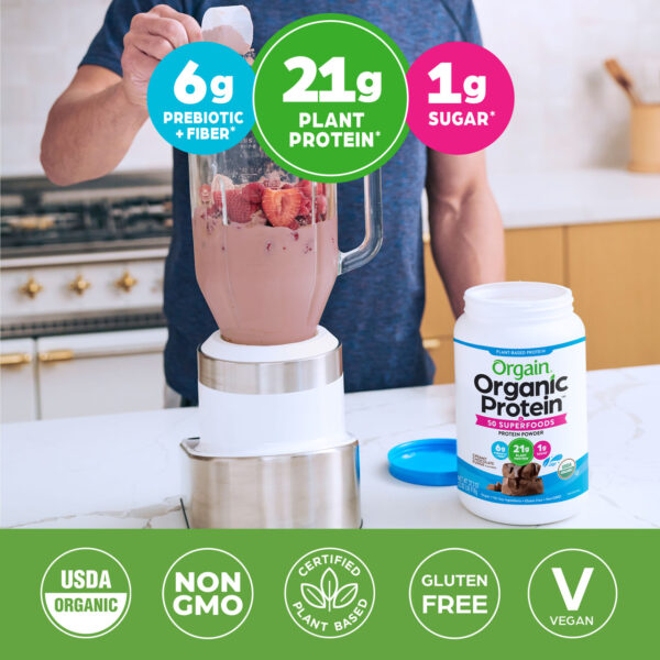 Orgain Organic Superfoods Chocolate Protein Powder 1.12 lb - Image 4