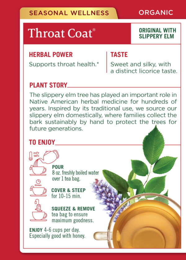 Traditional Medicinals Throat Coat Herb Tea (6x16 Bag) - Image 2