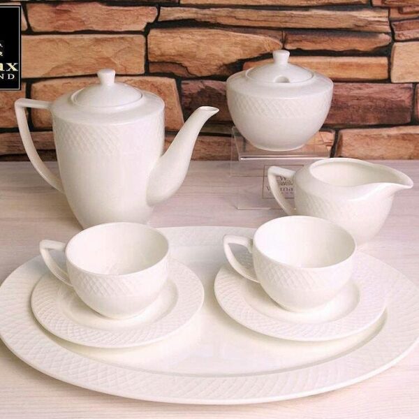 White Oval Platter With Embossed Wide Rim 14" inch X 10" inch |In Gift Box - Image 3