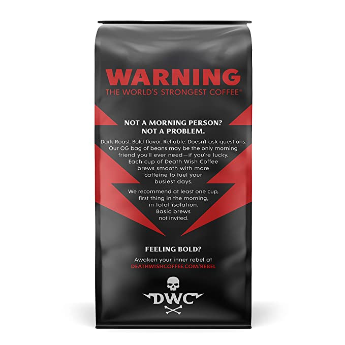 Death Wish Organic Whole Bean Dark Roast Coffee 16 oz (Pack of 6) - Image 2