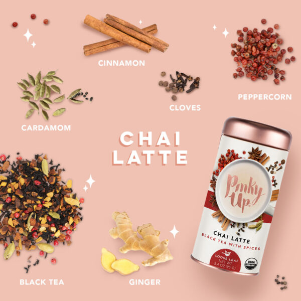 Pinky Up Organic Chai Latte Loose Leaf Tea 3.4 oz (Pack of 6 Tins) - Image 2