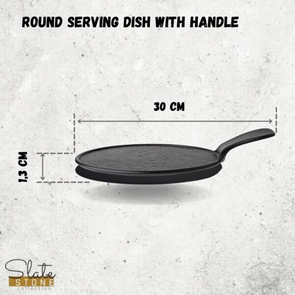 Black Porcelain Slate look Round Serving Dish With Handle 12" inch X 8.5" inch | - Image 5