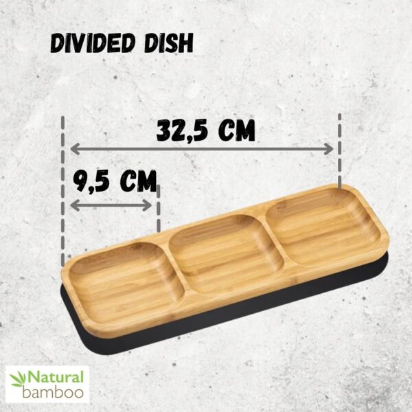 Bamboo Divided Dish 13" inch X 4.5" inch Bento box | 32.5 X 11.5 Cm - Image 3