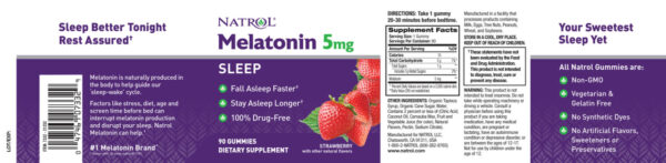 Natrol Melatonin Sleep 5 mg Strawberry Gummies 90 Gummies - Image 8