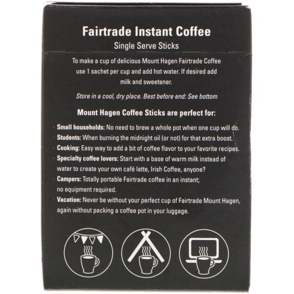 Mount Hagen Organic Instant Coffee 25 Single Serve Sticks (Pack of 8 Boxes) - Image 2
