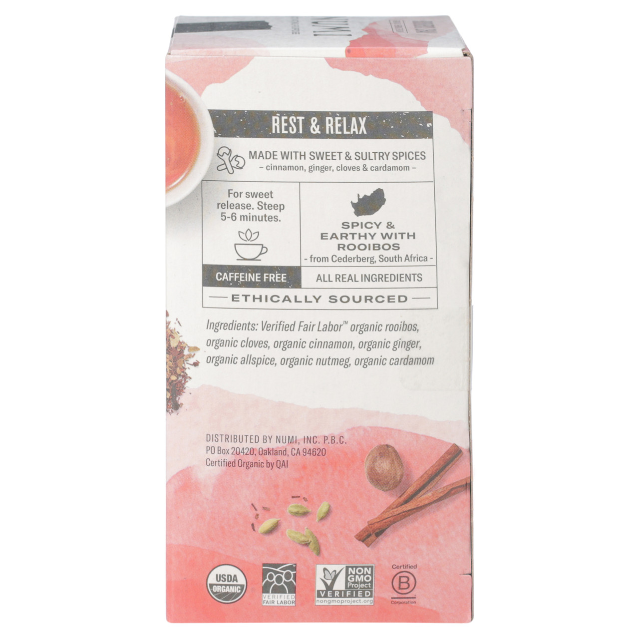 Numi Tea Ruby Chai Herbal Tea (6x18 Bag) - Image 7