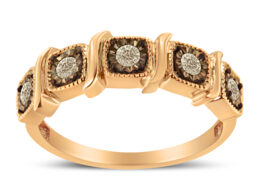 10K Rose Gold Flashed .925 Sterling Silver Miracle-Set Diamond 5-Stone Band Ring (1/4 Cttw, J-K Color, I1-I2 Clarity) - Size 6