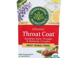 Organic Throat Coat Sweet Orange Fennel Cough Drops 16 Drops (Pack of 12)