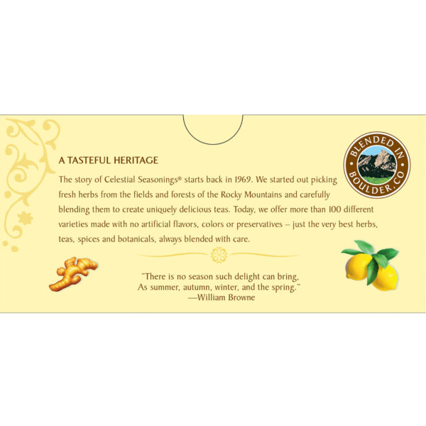Celestial Seasonings Jammin' Lemon Ginger Herbal Tea (6x20 Bag) - Image 7