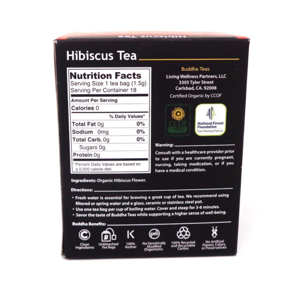 Buddha Teas Organic Hiniscus Tea 18 Tea Bags (Pack of 6 Boxes) - Image 2