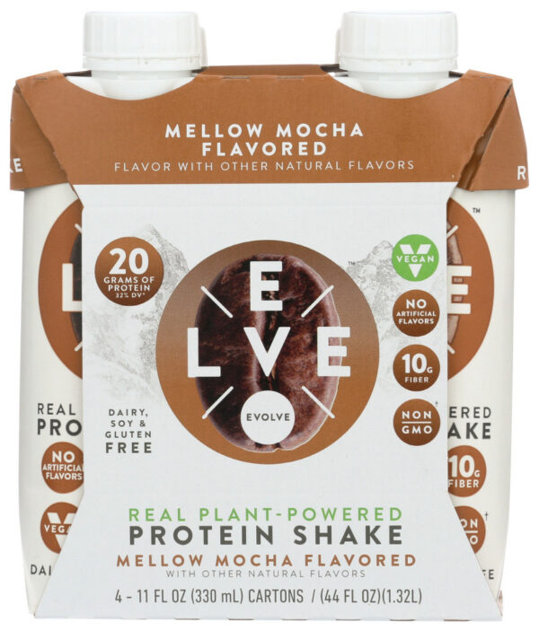 Evolve Mellow Mocha Plant Based Protein Shake 4 Protein Shakes (Pack of 3)