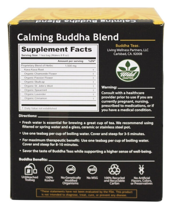 Buddha Teas Calm Buddha Blend 18 Tea Bags (Pack of 6 Boxes) - Image 2