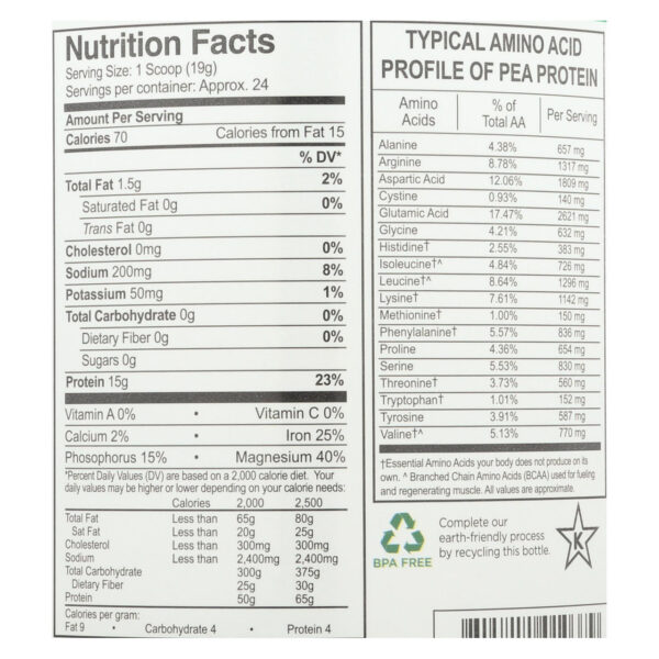 GROW PEA PROTEIN ORIG RW ( 1 X 16 OZ   ) - Image 2