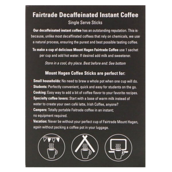 Organic Decaffeinated Instant Coffee 25 Single Serve Sticks (Pack of 8 Boxes) - Image 2