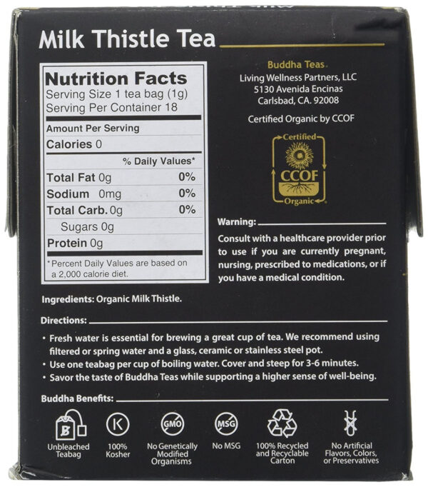 Buddha Teas Organic Milk Thistle Teas 18 Tea Bags (Pack of 6 Boxes) - Image 2