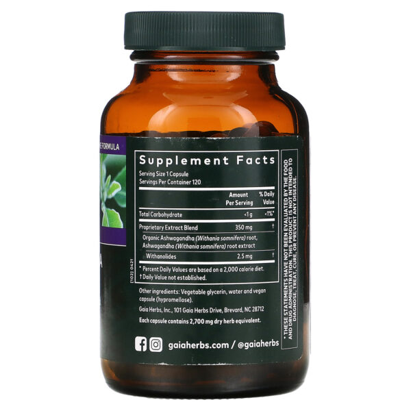 GAIA Herbs Ashwagandha Root 120 Capsules - Image 2