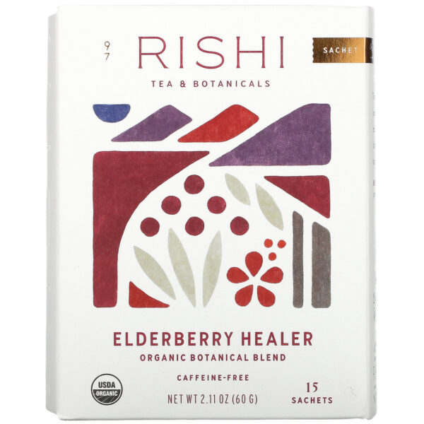 Rishi Organic Elderberry Healer Tea 15 Sachets (Pack of 6 Boxes)
