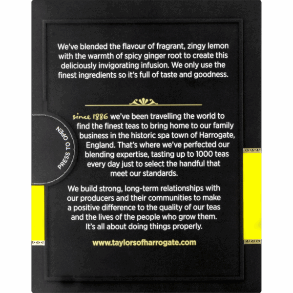 Taylors Lemon & Ginger Tea 20 Tea Bags (Pack of 6 Boxes) - Image 4