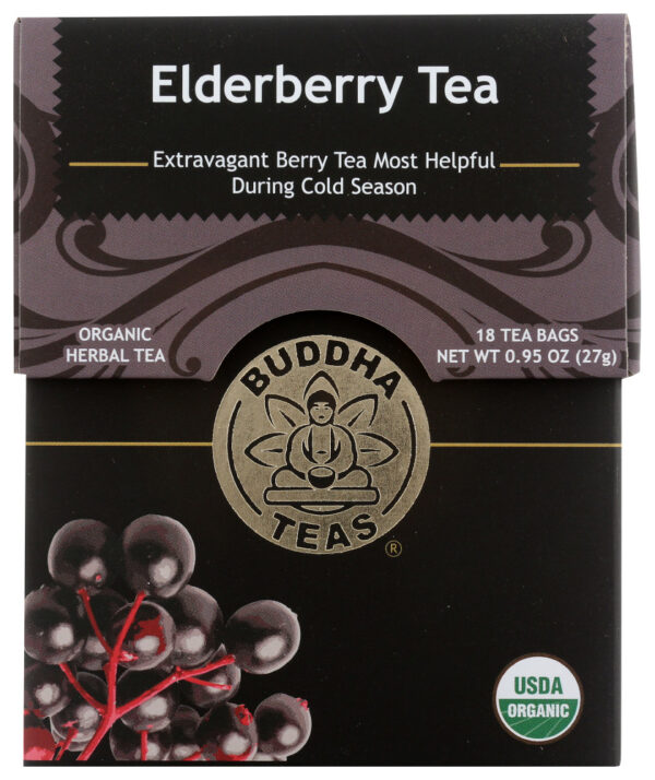 Buddha Teas Organic Elderberry Tea 18 Tea Bags (Pack of 6 Boxes)