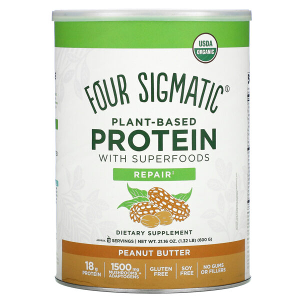 Four Sigmatic Organic Peanut Butter Plant-Based Protein with Superfoods 21.16 oz