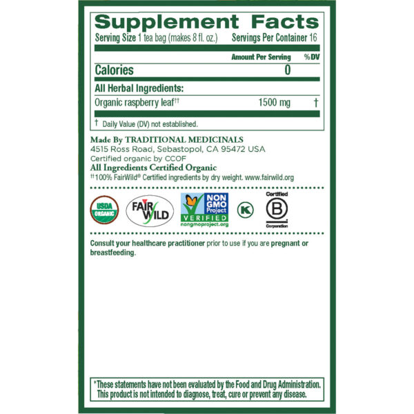 Traditional Medicinals Raspberry Leaf Tea (6x16 Bag) - Image 2