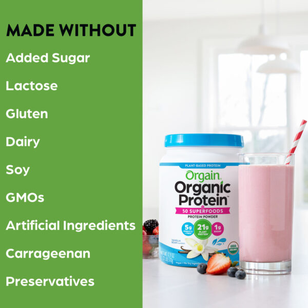 Orgain Organic Superfoods Protein powder Vanilla 2.02 lb - Image 5