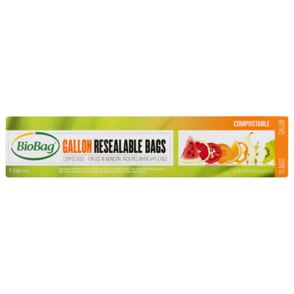 Biobag Gallon Resealable Bags 15 Bags (Pack of 12 Boxes)