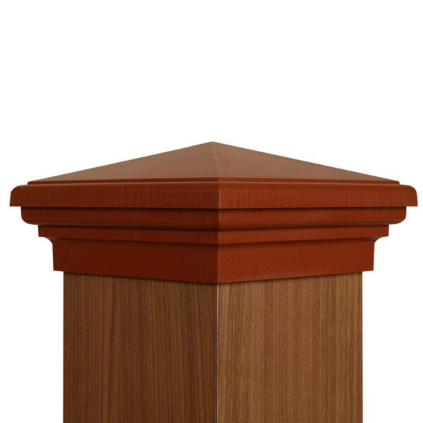 6x6 Post Cap │ Cedar Color Pyramid Top - Image 2