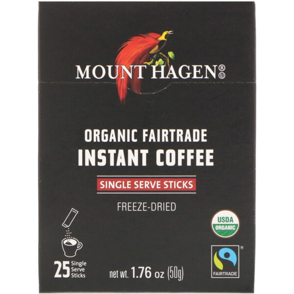 Mount Hagen Organic Instant Coffee 25 Single Serve Sticks (Pack of 8 Boxes)