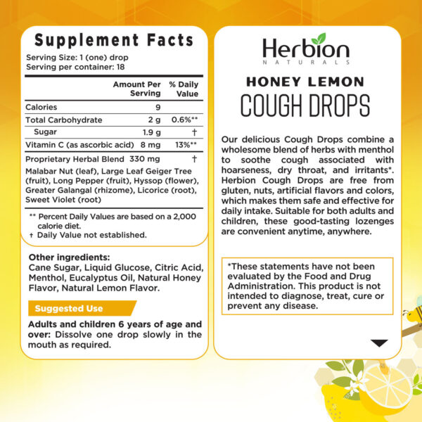 Herbion Naturals Honey Lemon Cough Drops 18 Drops - Image 7