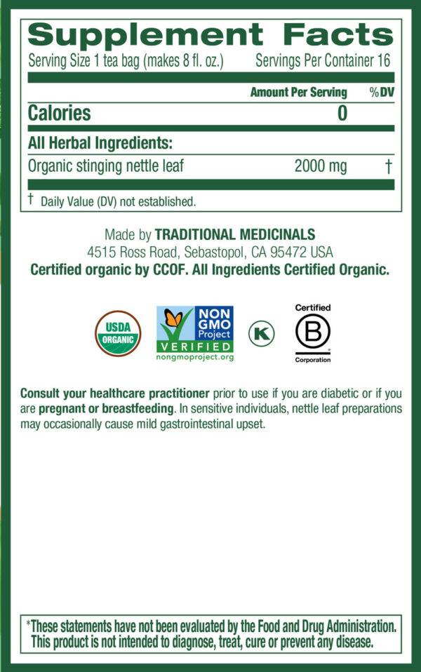 Traditional Medicinals Nettle Leaf Herb Tea (6x16 Bag) - Image 4