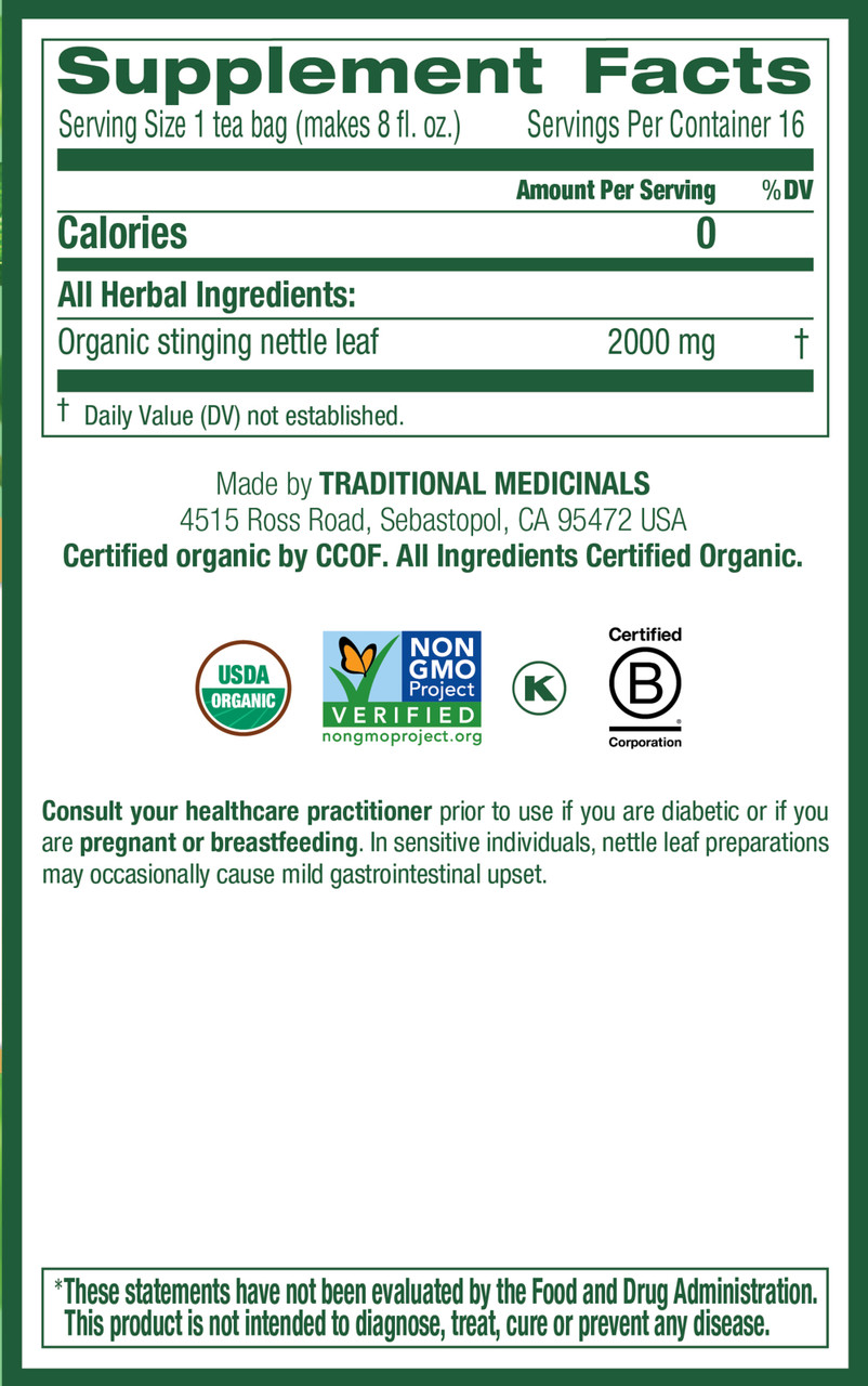 Traditional Medicinals Nettle Leaf Herb Tea (6x16 Bag) - Image 4