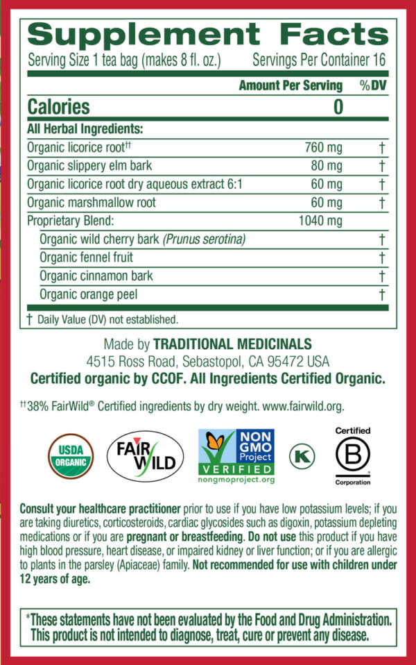 Traditional Medicinals Throat Coat Herb Tea (6x16 Bag) - Image 4
