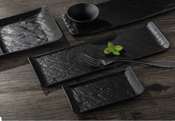 Black Porcelain Slate look Rectangular Dish 6" inch X 3" inch - Image 2