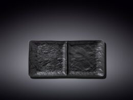 Black Porcelain Slate look Rectangular 2 Section Dish 10.5" inch X 5" inch