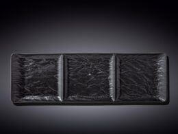 Black Porcelain Slate look Rectangular 3 Section Dish 16" inch X 5" inch | 40.5 X 13 Cm