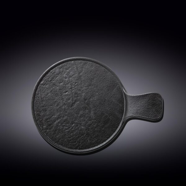 Black Porcelain Slate look Round Serving Dish With Handle 12" inch X 8.5" inch |