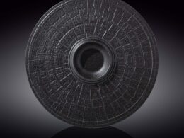 Black Porcelain Slate look Round Plate / Platter With Rustic Texture 13" inch