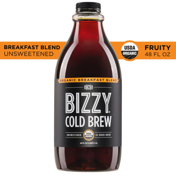 Bizzy Cold Brew Organic Fruity Unsweetened Breakfast Blend 48 oz (Pack of 6)