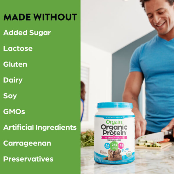 Orgain Organic Superfoods Chocolate Protein Powder 1.12 lb - Image 6