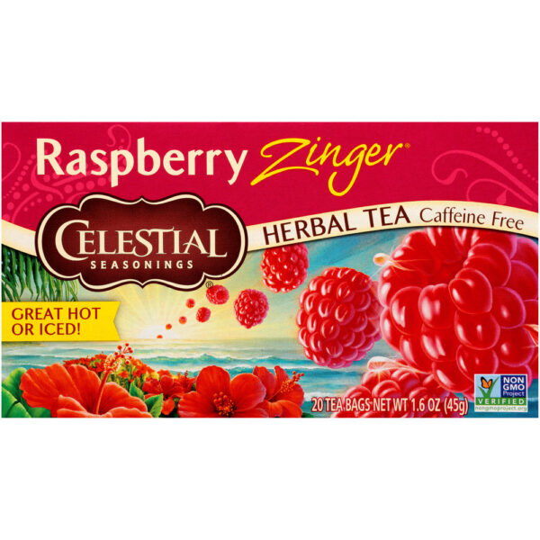 Celestial Seasonings Raspberry Zinger Herbal Tea 20 Tea Bags (Pack of 6 Boxes)