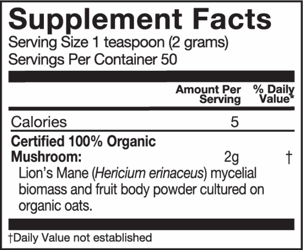 OM Organic Lion's Mane mushroom Powder 3.5 oz - Image 3