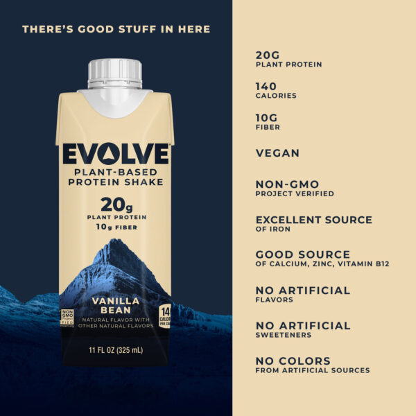 Evolve Vanilla Bean Plant Based Protein Shake 4 Protein Shakes (Pack of 3) - Image 4