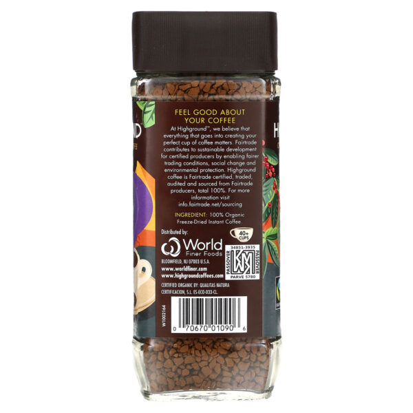 High Ground Organic Medium Roast Instant Coffee 3.52 oz (Pack of 6) - Image 2
