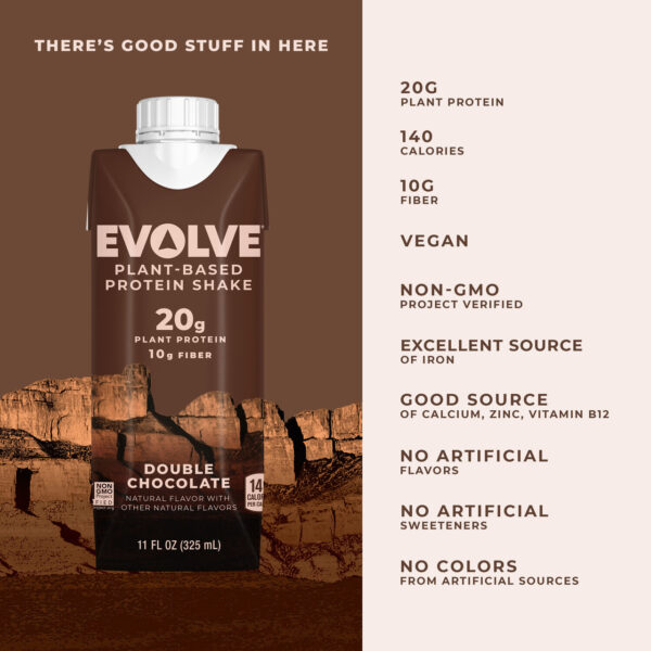 Evolve Double Chocolate Plant Based Protein Shake 4 Protein Shakes (Pack of 3) - Image 4