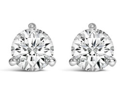 14K White Gold 2.0 Cttw 3-Prong Martini Set Brilliant Round-Cut Solitaire Lab Grown Diamond Screwback Stud Earrings (F-G Color, VS1-VS2 Clarity)