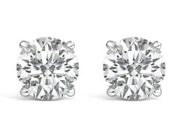14K White Gold 4.0 Cttw Round Lab Grown Diamond Solitaire Stud Earrings with Screw Backs