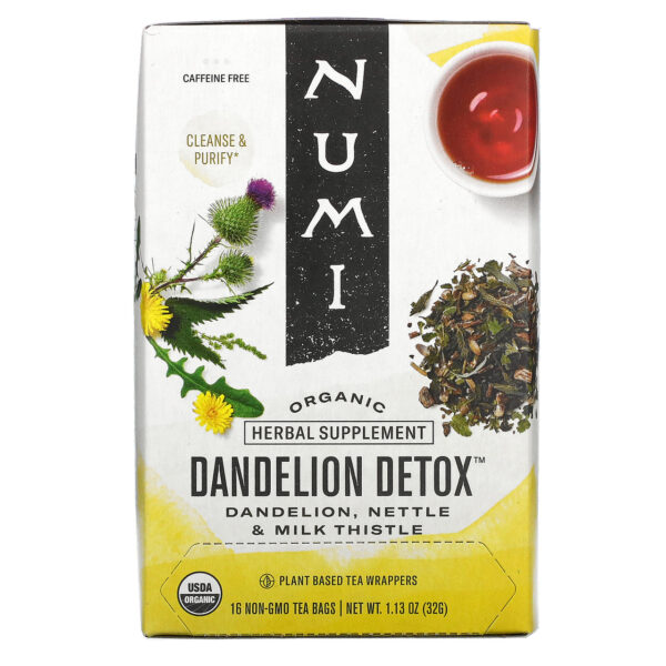 Numi Organic Dandelion Detox Caffeine Free Herbal Tea 16 Bags (Pack of 6 Boxes)