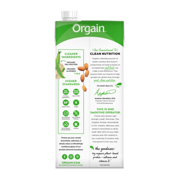 Orgain Organic Unsweetened Vanilla Almond Milk 32 oz (Pack of 6) - Image 7